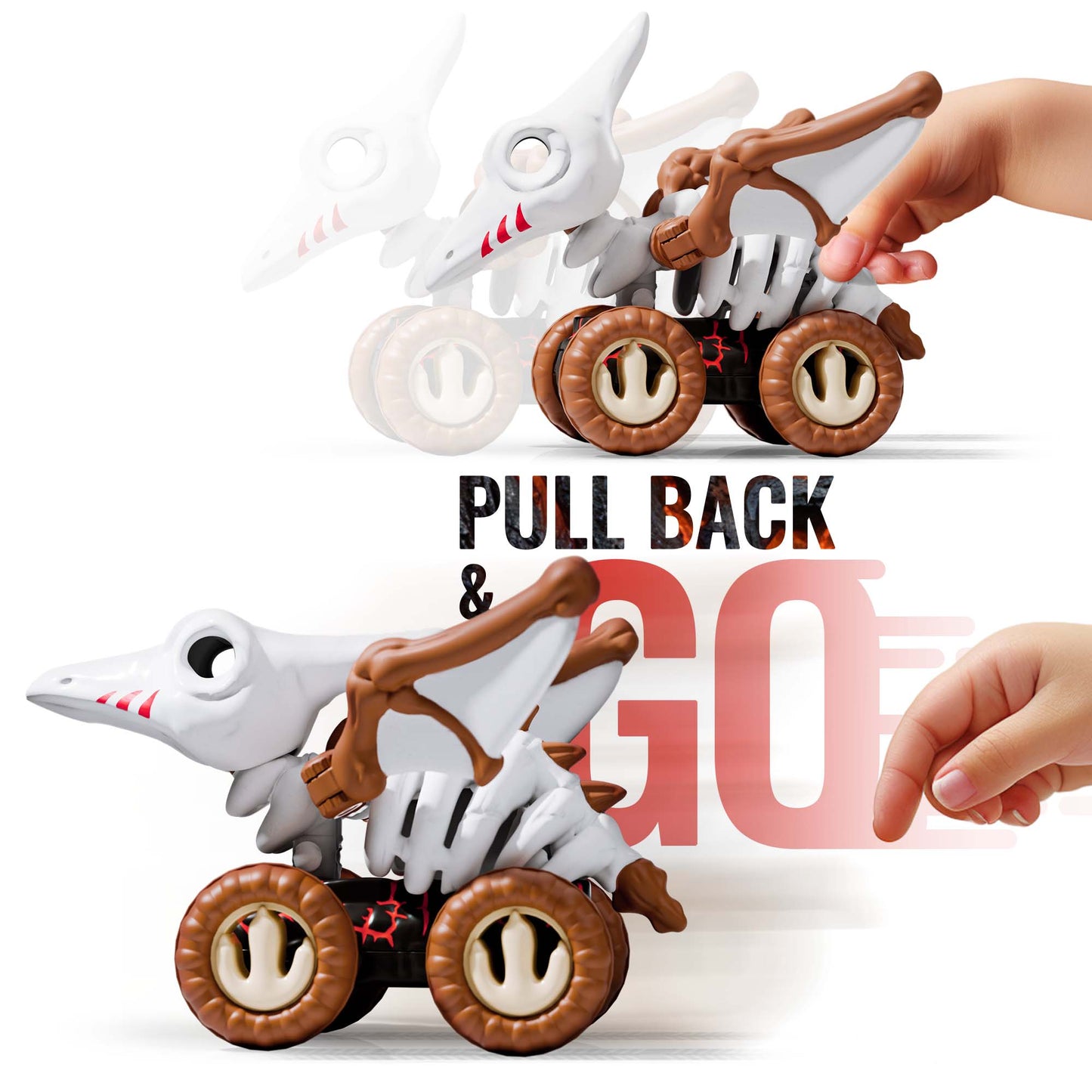 Pterosaur Car Toys, Pull-Back Dinosaur Trucks Toddlers Boys & Girls,Animal Vehicles for Kids Party Favors for Kids Party Favors Creative Gifts