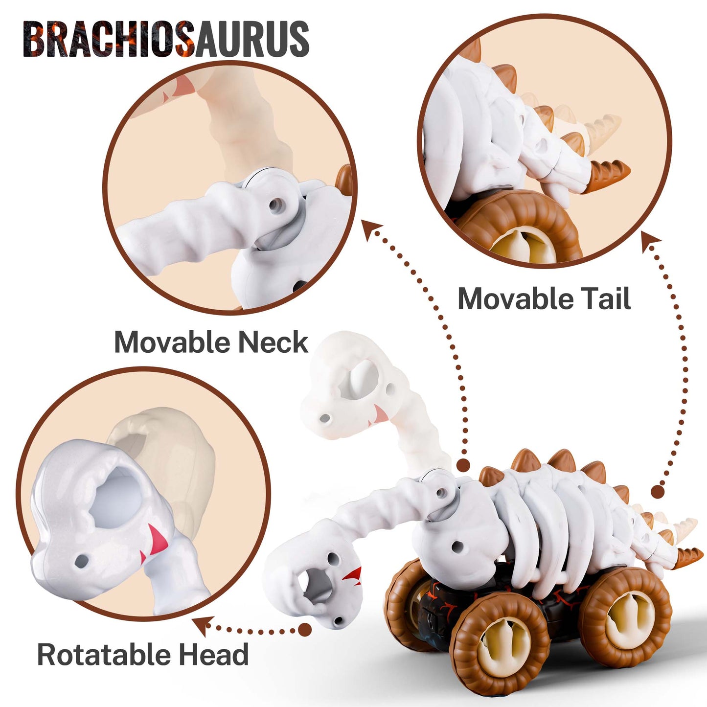 Brachiosaurus Car Toys, Pull-Back Dinosaur Trucks Toddlers Boys & Girls,Animal Vehicles for Kids Party Favors for Kids Party Favors Creative Gifts