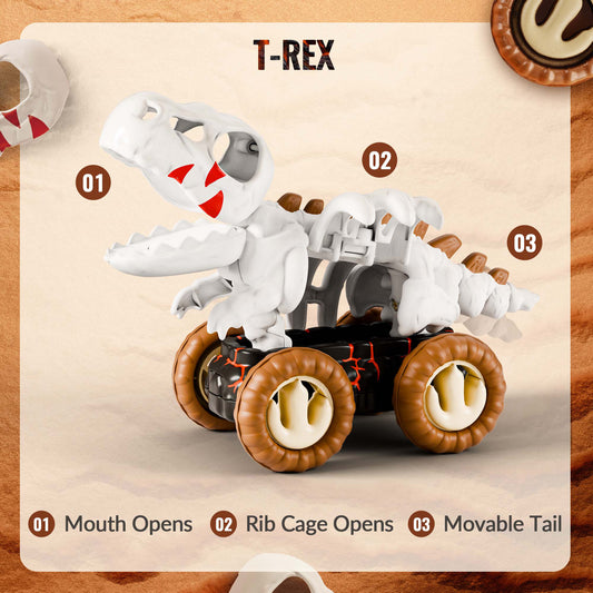 T-Rex Car Toys, Pull-Back Dinosaur Trucks Toddlers Boys & Girls,Animal Vehicles for Kids Party Favors for Kids Party Favors Creative Gifts